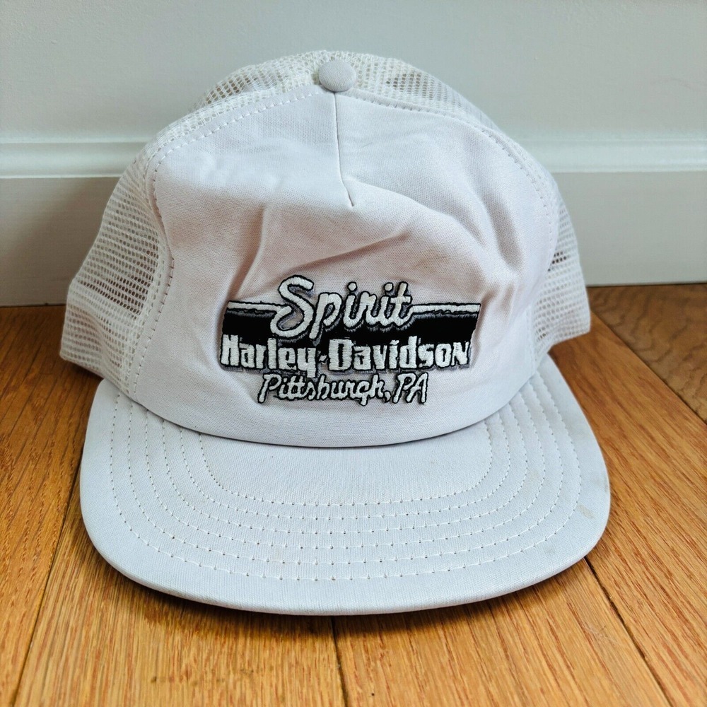 Vintage Harley Davidson Snapback Hat Mesh Spirit Pittsburgh PA Made In‎ USA